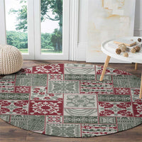 Mele Kalikimaka Hawaii Christmas Round Carpet Aloha Spirit with Hawaiian Quilt Pattern - Polynesian Pride