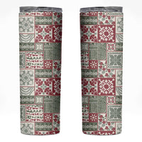 Mele Kalikimaka Hawaii Christmas Skinny Tumbler Aloha Spirit with Hawaiian Quilt Pattern - Polynesian Pride
