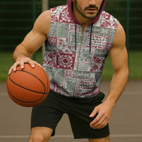 Mele Kalikimaka Hawaii Christmas Sleeveless Zip Hoodie Aloha Spirit with Hawaiian Quilt Pattern - Polynesian Pride