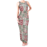 Mele Kalikimaka Hawaii Christmas Tank Maxi Dress Aloha Spirit with Hawaiian Quilt Pattern - Polynesian Pride