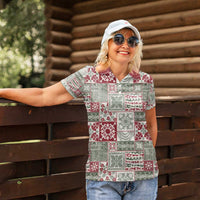 Mele Kalikimaka Hawaii Christmas Women Polo Shirt Aloha Spirit with Hawaiian Quilt Pattern - Polynesian Pride