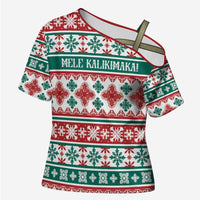 Mele Kalikimaka Hawaii Christmas Cross Shoulder Shirt Hawaiian Quilt Pattern Style - Polynesian Pride
