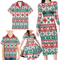 Mele Kalikimaka Hawaii Christmas Family Matching Long Sleeve Bodycon Dress and Hawaiian Shirt Hawaiian Quilt Pattern Style - Polynesian Pride