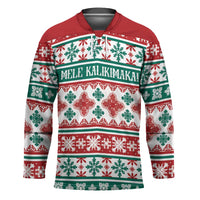 Mele Kalikimaka Hawaii Christmas Hockey Jersey Hawaiian Quilt Pattern Style LT9 Unisex Beige - Polynesian Pride