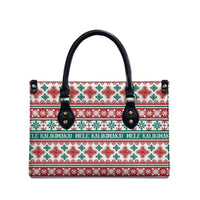 Mele Kalikimaka Hawaii Christmas Leather Bag Hawaiian Quilt Pattern Style - Polynesian Pride
