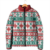 Mele Kalikimaka Hawaii Christmas Padded Jacket Hawaiian Quilt Pattern Style - Polynesian Pride