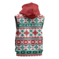 Mele Kalikimaka Hawaii Christmas Sleeveless Zip Hoodie Hawaiian Quilt Pattern Style - Polynesian Pride
