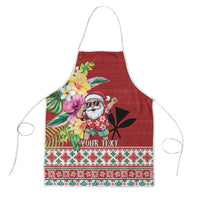 Santa Surf Mele Kalikimaka Personalized Apron Aloha Tropical Christmas Vibes LT9 Red - Polynesian Pride