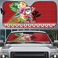 Santa Surf Mele Kalikimaka Personalized Auto Sun Shade Aloha Tropical Christmas Vibes LT9 Red - Polynesian Pride