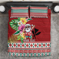 Santa Surf Mele Kalikimaka Personalized Bedding Set Aloha Tropical Christmas Vibes - Polynesian Pride