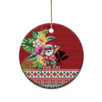 Santa Surf Mele Kalikimaka Personalized Ceramic Ornament Aloha Tropical Christmas Vibes - Polynesian Pride