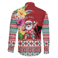 Santa Surf Mele Kalikimaka Personalized Family Matching Off Shoulder Short Dress and Hawaiian Shirt Aloha Tropical Christmas Vibes - Polynesian Pride