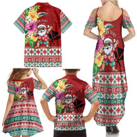 Santa Surf Mele Kalikimaka Personalized Family Matching Summer Maxi Dress and Hawaiian Shirt Aloha Tropical Christmas Vibes - Polynesian Pride