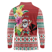 Santa Surf Mele Kalikimaka Personalized Long Sleeve Polo Shirt Aloha Tropical Christmas Vibes LT9 - Polynesian Pride
