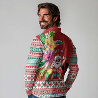 Santa Surf Mele Kalikimaka Personalized Long Sleeve Polo Shirt Aloha Tropical Christmas Vibes LT9 - Polynesian Pride