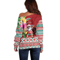 Santa Surf Mele Kalikimaka Personalized Off Shoulder Sweater Aloha Tropical Christmas Vibes - Polynesian Pride