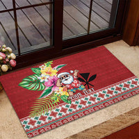Santa Surf Mele Kalikimaka Personalized Rubber Doormat Aloha Tropical Christmas Vibes LT9 - Polynesian Pride