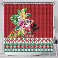 Santa Surf Mele Kalikimaka Personalized Shower Curtain Aloha Tropical Christmas Vibes - Polynesian Pride