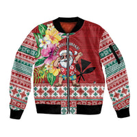 Santa Surf Mele Kalikimaka Personalized Sleeve Zip Bomber Jacket Aloha Tropical Christmas Vibes - Polynesian Pride