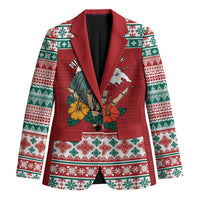 Shaka Sign Skull Mele Kalikimaka Personalized Blazer Hawaiian Quilt Pattern - Polynesian Pride