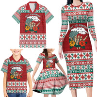 Shaka Sign Skull Mele Kalikimaka Personalized Family Matching Long Sleeve Bodycon Dress and Hawaiian Shirt Hawaiian Quilt Pattern - Polynesian Pride