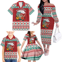 Shaka Sign Skull Mele Kalikimaka Personalized Family Matching Off The Shoulder Long Sleeve Dress and Hawaiian Shirt Hawaiian Quilt Pattern - Polynesian Pride