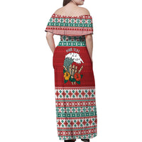 Shaka Sign Skull Mele Kalikimaka Personalized Family Matching Off Shoulder Maxi Dress and Hawaiian Shirt Hawaiian Quilt Pattern - Polynesian Pride