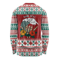 Shaka Sign Skull Mele Kalikimaka Personalized Long Sleeve Shirt Hawaiian Quilt Pattern - Polynesian Pride