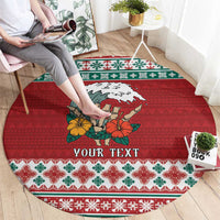 Shaka Sign Skull Mele Kalikimaka Personalized Round Carpet Hawaiian Quilt Pattern - Polynesian Pride