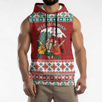 Shaka Sign Skull Mele Kalikimaka Personalized Sleeveless Hoodie Hawaiian Quilt Pattern - Polynesian Pride