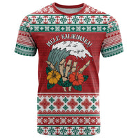 Shaka Sign Skull Mele Kalikimaka Personalized T Shirt Hawaiian Quilt Pattern - Polynesian Pride