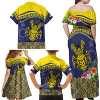 Niue Coconut Crab Family Matching Off Shoulder Maxi Dress and Hawaiian Shirt Rock of Polynesia