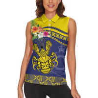 Niue Coconut Crab Women Sleeveless Polo Shirt Rock of Polynesia LT9 - Polynesian Pride