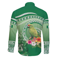 Norfolk Parakeet Tropical Family Matching Off Shoulder Short Dress and Hawaiian Shirt Norfolk Island Tribal Pattern