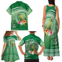 Norfolk Parakeet Tropical Family Matching Tank Maxi Dress and Hawaiian Shirt Norfolk Island Tribal Pattern