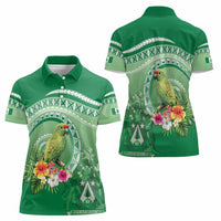 Norfolk Parakeet Tropical Women Polo Shirt Norfolk Island Tribal Pattern