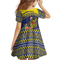 Monuina e Kilisimasi Niue Christmas Family Matching Off Shoulder Short Dress and Hawaiian Shirt Niuean Tribal Pattern