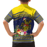 Monuina e Kilisimasi Niue Christmas Family Matching Short Sleeve Bodycon Dress and Hawaiian Shirt Niuean Tribal Pattern