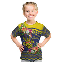 Monuina e Kilisimasi Niue Christmas Kid T Shirt Niuean Tribal Pattern LT9 Gold - Polynesian Pride