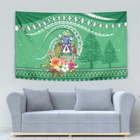 Norfolk Island Pine Tree Christmas Tapestry Coat of Arm and Polynesian Pattern