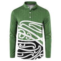 Green Fern New Zealand Kowhai Ngutukak Button Sweatshirt LT9 Green - Polynesian Pride