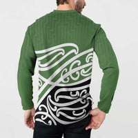 Green Fern New Zealand Kowhai Ngutukak Button Sweatshirt LT9 - Polynesian Pride