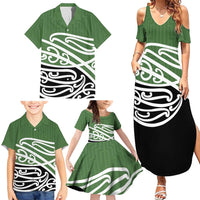 Green Fern New Zealand Kowhai Ngutukak Family Matching Summer Maxi Dress and Hawaiian Shirt - Polynesian Pride