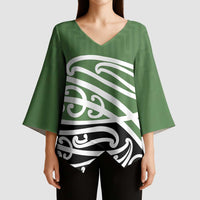 Green Fern New Zealand Kowhai Ngutukak Kimono Sleeve Blouse - Polynesian Pride