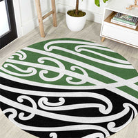 Green Fern New Zealand Kowhai Ngutukak Round Carpet - Polynesian Pride