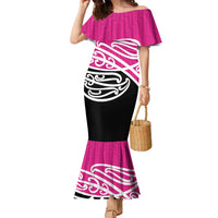 All Pink New Zealand Kowhai Ngutukak Family Matching Mermaid Dress and Hawaiian Shirt - Polynesian Pride