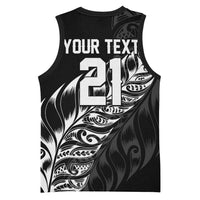 New Zealand Lawn Bowls Custom Basketball Jersey Black Maori Warrior Tribal Silver Fern - Polynesian Pride