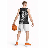 New Zealand Lawn Bowls Custom Basketball Jersey Black Maori Warrior Tribal Silver Fern - Polynesian Pride