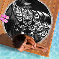 New Zealand Lawn Bowls Beach Blanket Black Maori Warrior Tribal Silver Fern - Polynesian Pride
