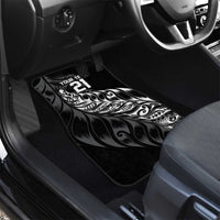 New Zealand Lawn Bowls Custom Car Mats Black Maori Warrior Tribal Silver Fern - Polynesian Pride